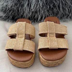 Zodiac Tan Woven Platform Sandals